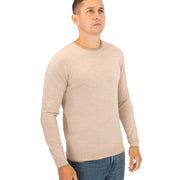 Nicole Farhi Farhi Mens Crew Neck Merino Wool Jumper Light Brown