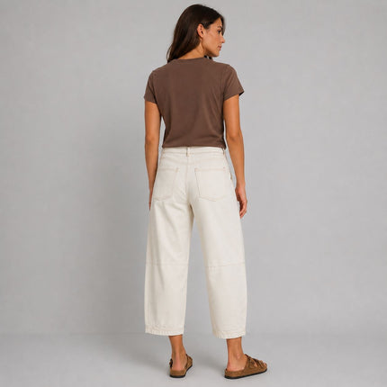 M&S Per Una Cropped Barrel Leg Jean Ecru