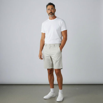 M&S Autograph Light Grey Lightweight Chino Shorts Regular Fit Summer - Quality Brands Outlet