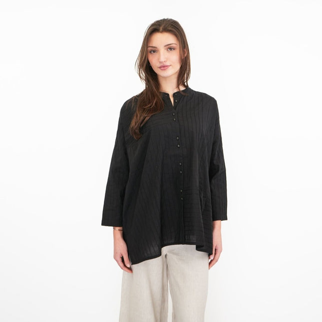East Clothing Shirt Relaxed Fit Black Cotton Blouse - Quality Brands Outlet