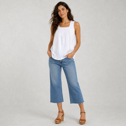 Weird Fish White Chelle Square Neck Jersey Vest Top - Quality Brands Outlet