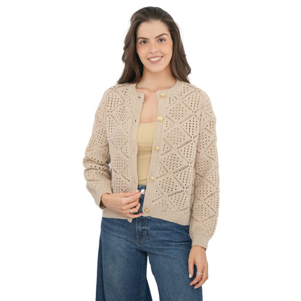M&S Pointelle Knitted Cappuccino Cardigan - Quality Brands Outlet