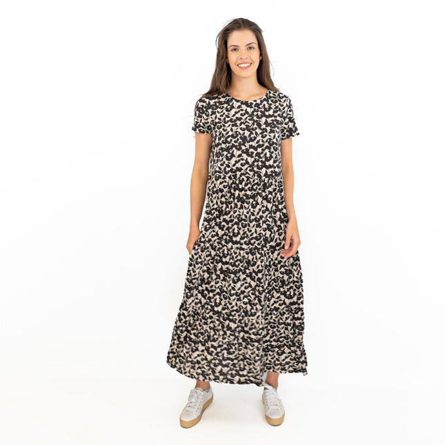 Seasalt Black Floral Line Strokes Midi Dress-Quality Brands Outlet-