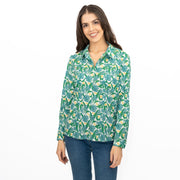 Seasalt Larissa Shirt Top Green Cotton Woodland Garlic Chalk Print - Quality Brands Outlet