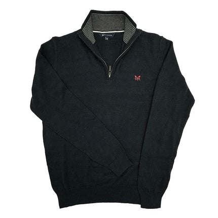 Crew Clothing Half Zip Knitted Jumper Long Sleeve Navy