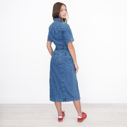 M&S Denim Utility Blue Midi Dress-Quality Brands Outlet-
