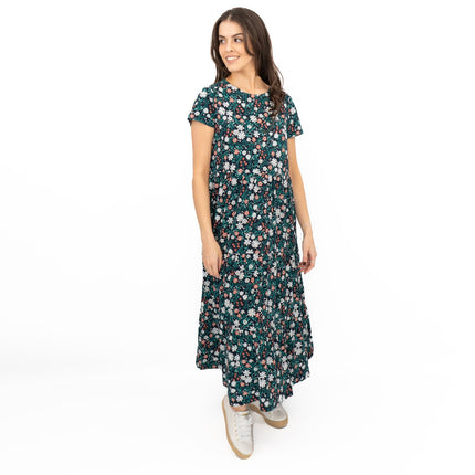Seasalt Navy Dress Tiered Line Strokes Midi-Quality Brands Outlet-