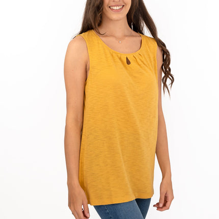 Seasalt Bright Beach Yellow Summer Vest Keyhole Sleeveless Tops-Quality Brands Outlet-