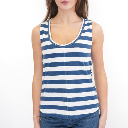 White Stuff Ava Stripe Organic Cotton Vest Top Navy