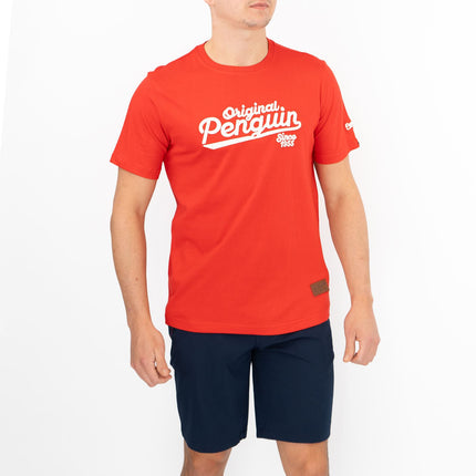 Original Penguin T-shirt Short Sleeve Embroidered Red-Quality Brands Outlet-