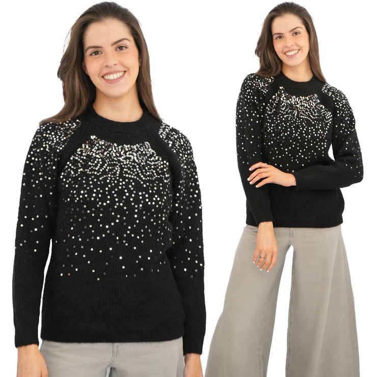 M&S Black Sequin Sparkle Jumper - Quality Brands Outlet