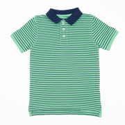 Mini Boden Boys Green Stripe  Short Sleeve Polo Shirts