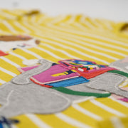 Mini Boden Girls Yellow Striped T-Shirt Cotton Long Sleeve Tops - Quality Brands Outlet