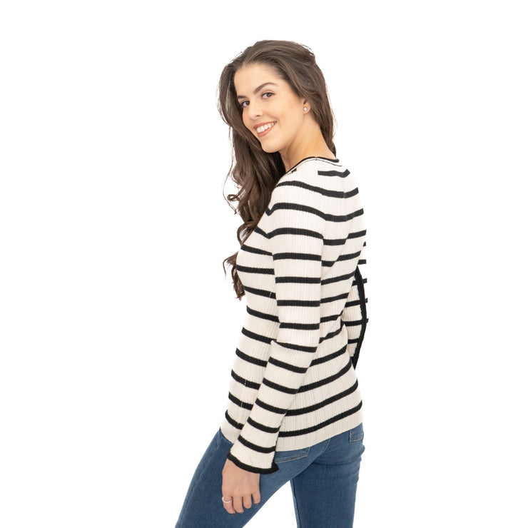 Nobodys Child Striped White & Black Wool Blend Jumper Tops - Quality Brands Outlet