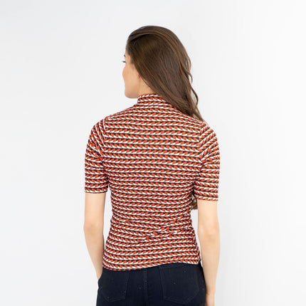 Karen Millen Red Geometric Print Short Sleeve Tops-Quality Brands Outlet-