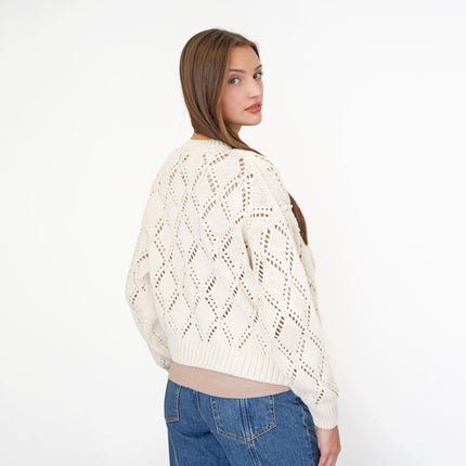 M&S Cream Open Stitch Cropped Cardigan-Quality Brands Outlet-