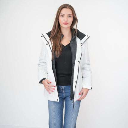 3-in-1 Waterproof Ski Jacket White with Detachable Insert-Quality Brands Outlet-
