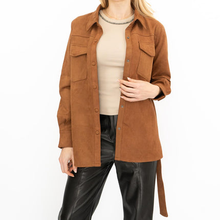 New Look Womens Suedette Shacket Rust Brown - Quality Brands Outlet