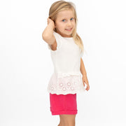 Quality Brands Outlet Girls White Short Sleeve Embroidery Tops