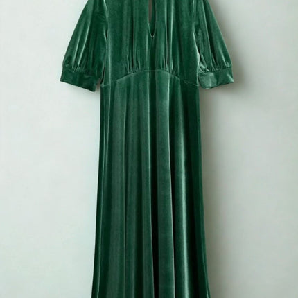 Seasalt Four Lanes Dress in Green Velvet - Quality Brands Outlet
