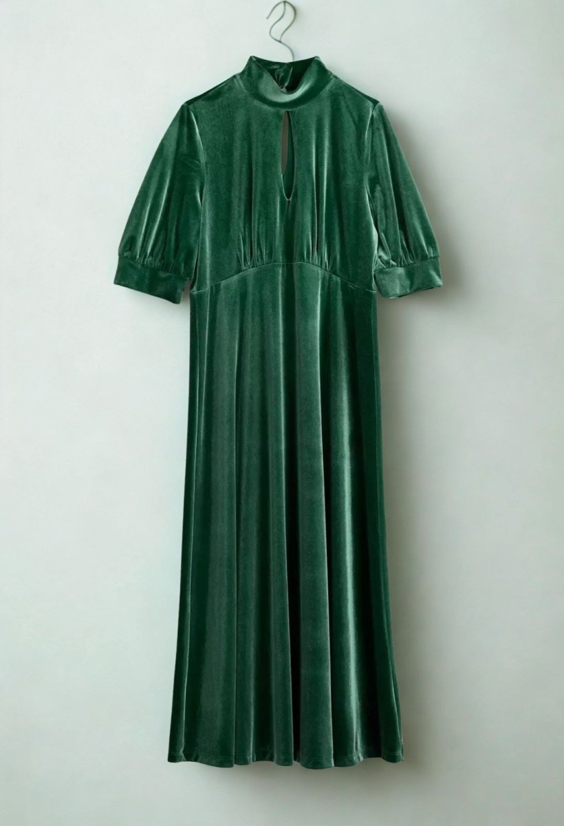 Elegant Green Velvet Dress