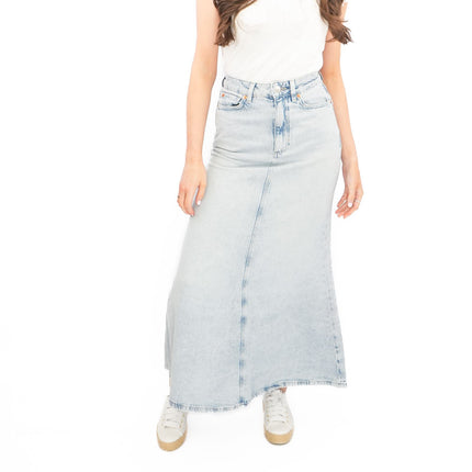 M&S Denim Maxi Skirt A-Line Cotton Lyocell-Quality Brands Outlet-