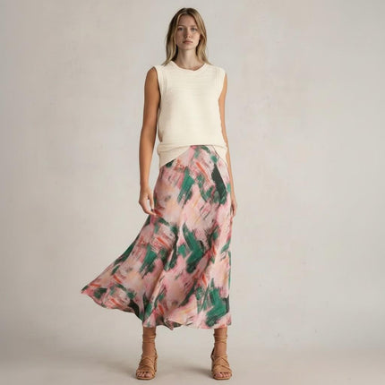 White Stuff Purple Floral Longer Length Midi Skirt-Quality Brands Outlet-