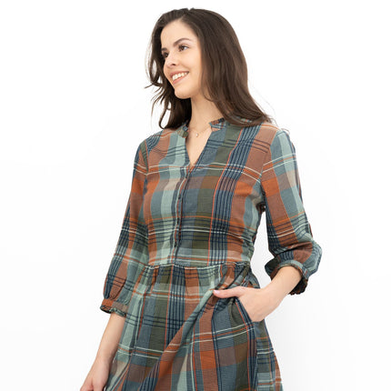 Seasalt Fair Green Check Midi Dress-Quality Brands Outlet-