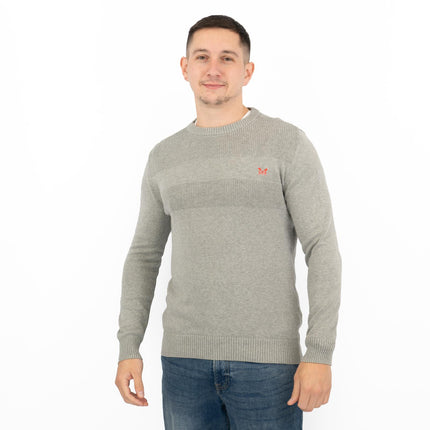 Crew Clothing Mens Rib Knitted Jumper Long Sleeve Light Grey-Quality Brands Outlet-