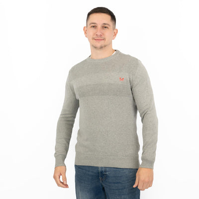 Crew Clothing Mens Rib Knitted Jumper Long Sleeve Light Grey - Quality Brands Outlet