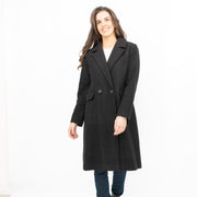 Phase Eight Revere Coat Wool Blend Double Breasted Knee Length Black