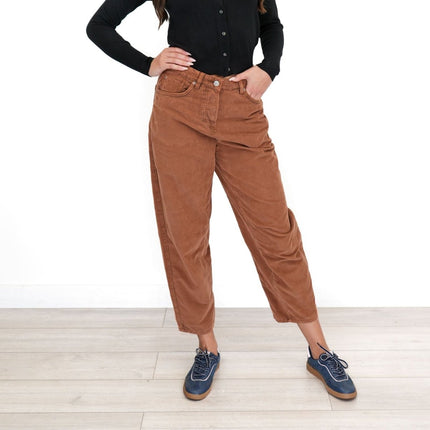 Next Cord Barrel Trousers Tan Brown - Quality Brands Outlet