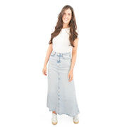 M&S Denim Maxi Skirt A - Line Cotton Lyocell - Quality Brands Outlet