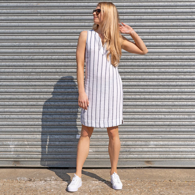M&S Linen Blend Striped Sleeveless Dress