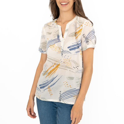 Seasalt Dancing Light White Print Short Sleeve Lightweight Summer Tops-Quality Brands Outlet-