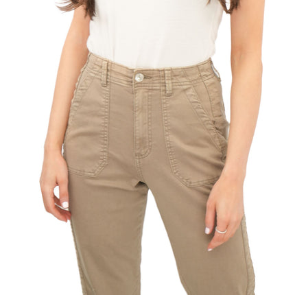 M&S Cotton Blend Slim Fit Trousers Stretch Elasticated Cuff Mocha - Quality Brands Outlet