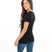 True Religion Black Cotton T-Shirts Short Sleeve V-Neck Summer Casual Tops