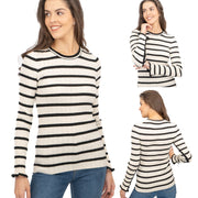 Nobodys Child Striped White & Black Wool Blend Jumper Tops - Quality Brands Outlet