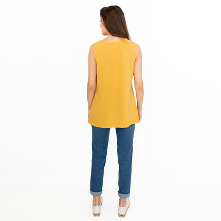 Seasalt Bright Beach Yellow Summer Vest Keyhole Sleeveless Tops-Quality Brands Outlet-