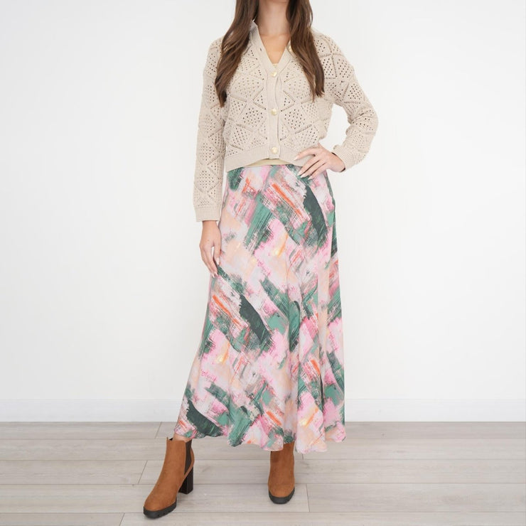 White Stuff Purple Floral Longer Length Midi Skirt - Quality Brands Outlet