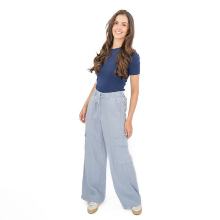 M&S Lyocell Cargo Trousers Blue-Quality Brands Outlet-