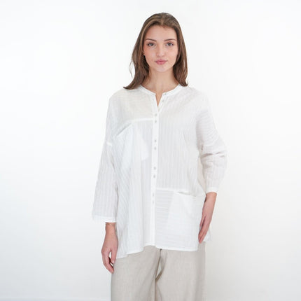 East Clothing Shirt Relaxed Fit White Cotton Blouse - Quality Brands Outlet
