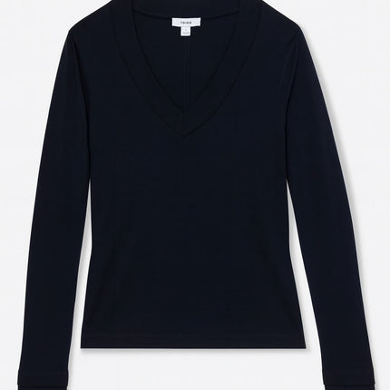 Brady V-Neck Tops Long Sleeve Navy-Quality Brands Outlet-