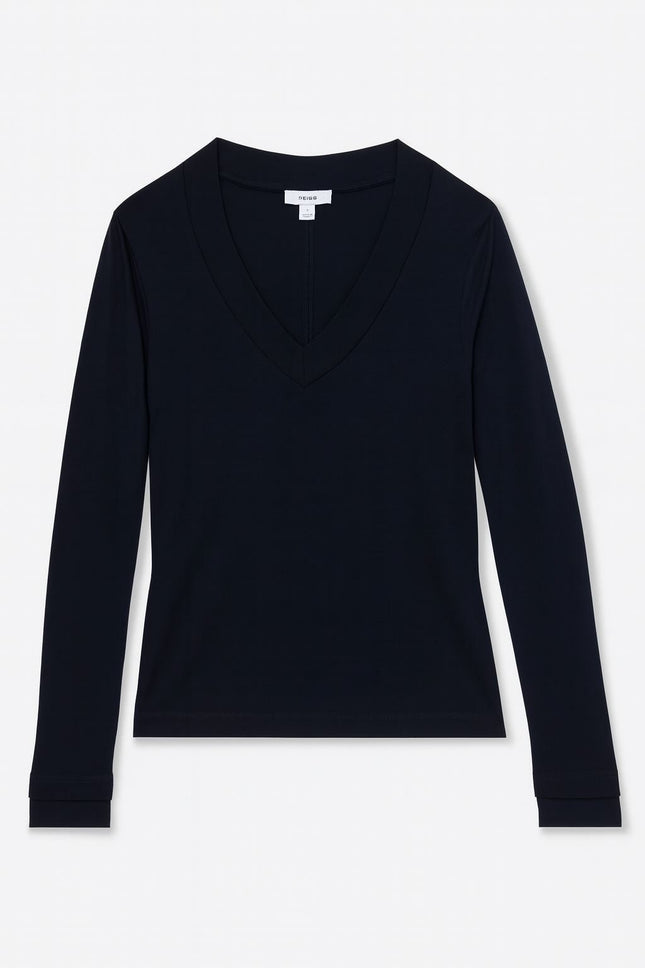 Brady V-Neck Tops Long Sleeve Navy-Quality Brands Outlet-