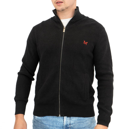 Crew Clothing Mens Zip Up Black Knit Jacket