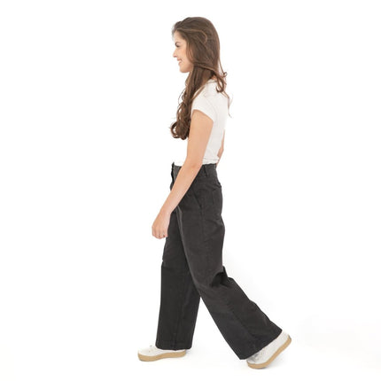 M&S Per Una Wide Leg Pleat Front Chino Black Trousers-Quality Brands Outlet-