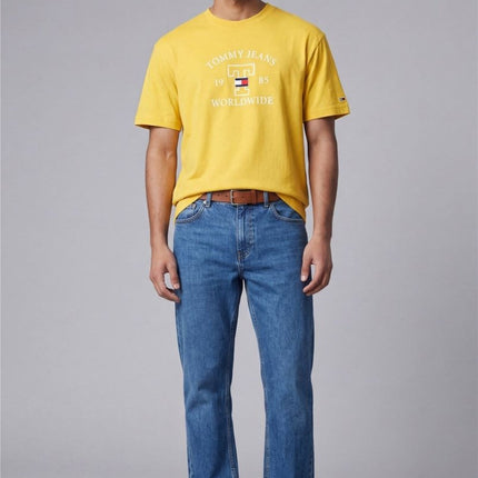 Tommy Yellow Worldwide Logo T-Shirt Crew Neck Short Sleeve-Quality Brands Outlet-