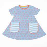 Mini Boden Girls Blue Strawberry Print Cotton Jersey Short Sleeve Dresses