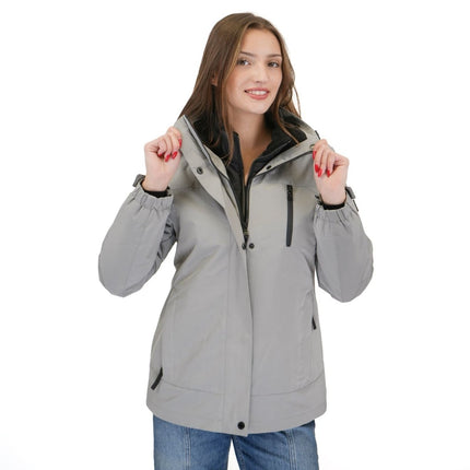 3-in-1 Waterproof Ski Jacket Grey with Detachable Insert-Quality Brands Outlet-