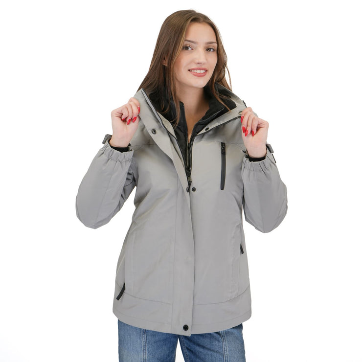 3-in-1 Waterproof Ski Jacket Grey with Detachable Insert